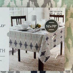 Threshold oblong tablecloth blue Aztec print 52 x 70